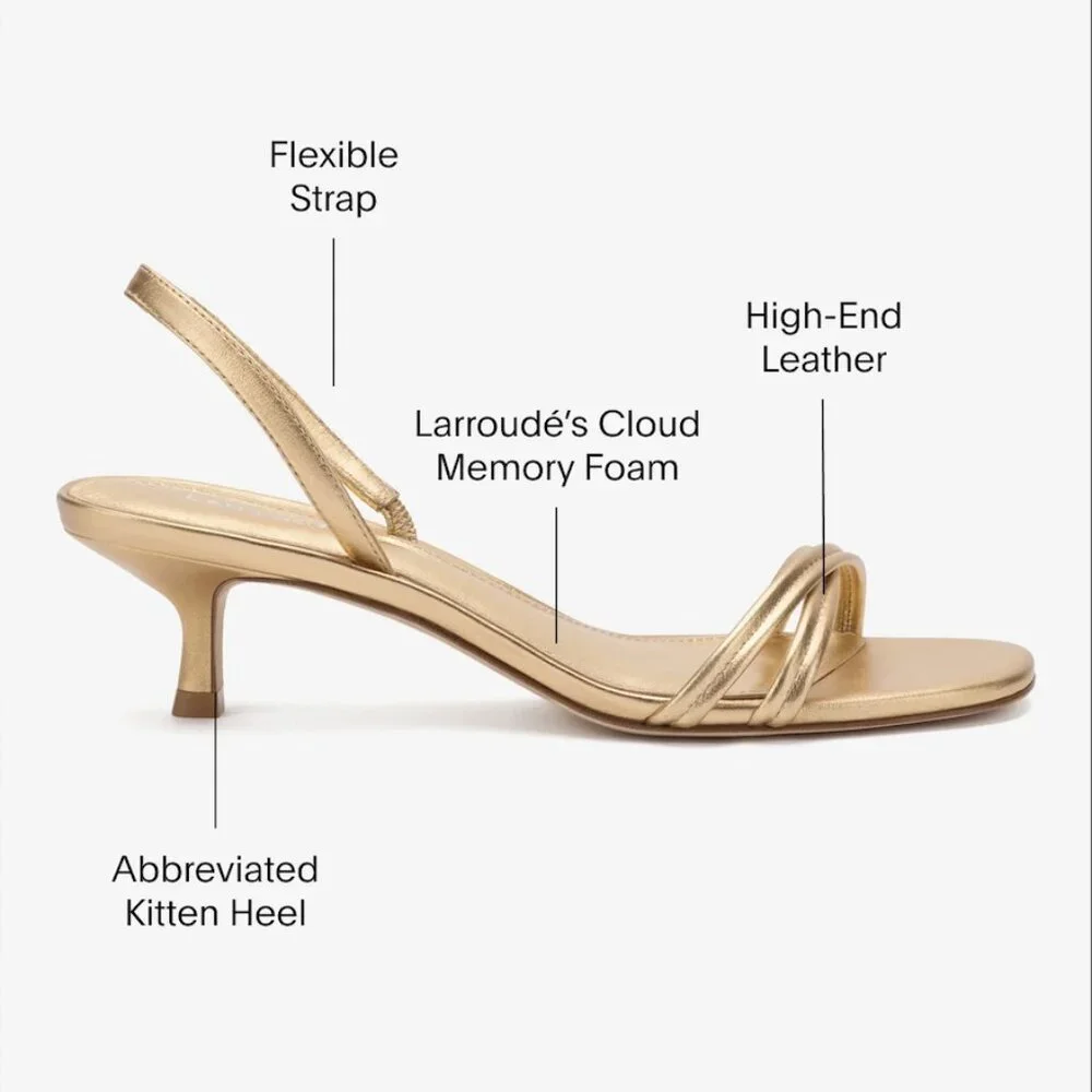 NWT Larroudé Golden Kitten Heels - Picture 3 of 3